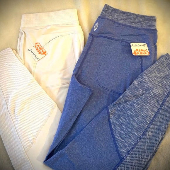 Free People Pants - Free People Movement Leggings, NWT!  ~Bundle of 2 ~ Birch Tree 🤍 and Royal Blue